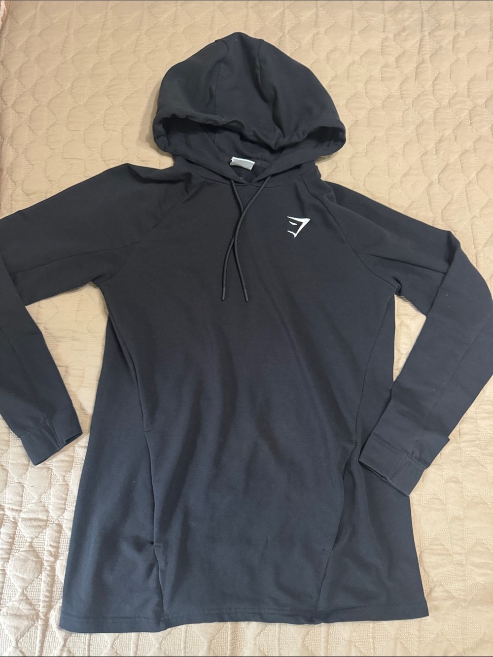 Gymshark Black Hoodie with White Gymshark Emblem